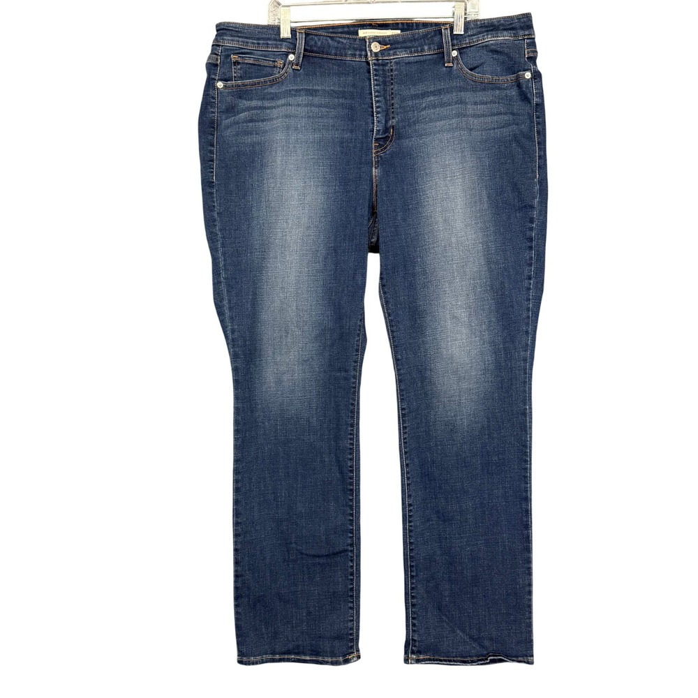 Levis 414 Classic Straight Jeans‎ Womens 22W Blue Dark Wash Stretch Denim Plus